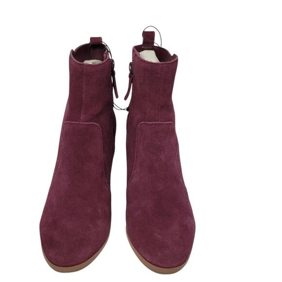 Violet & Red Wedge Heel Ankle Bootie Womens Size 7 Leather Suede Merlot Boot NEW - Picture 2 of 11